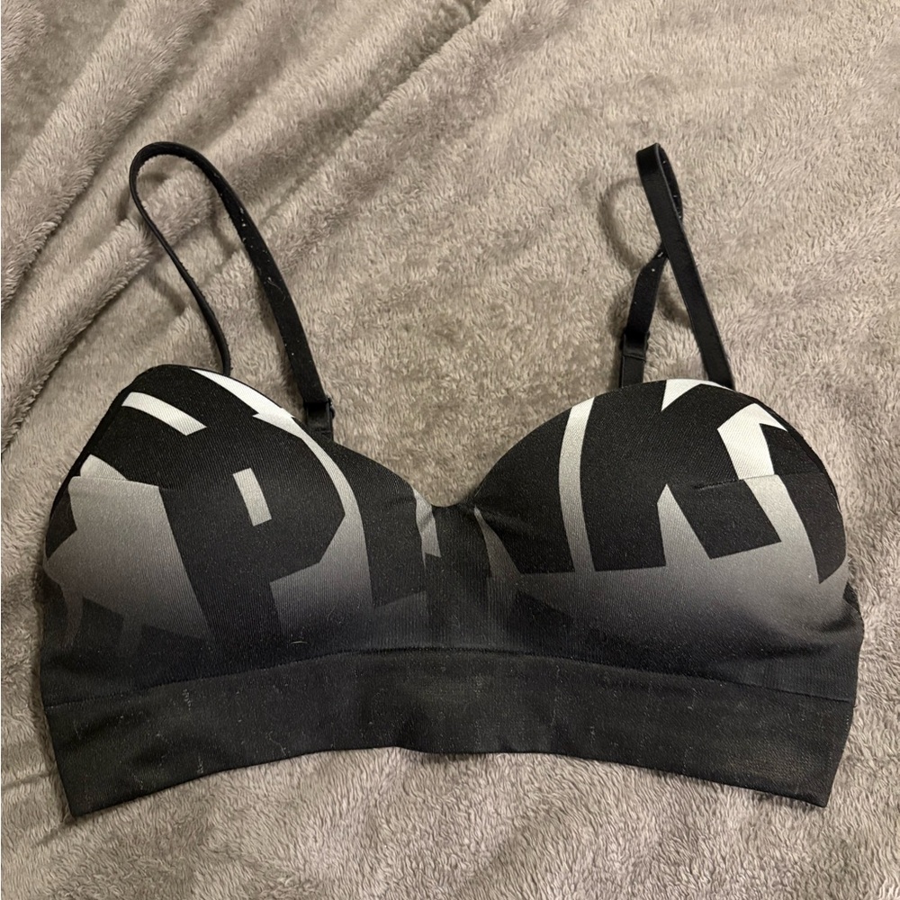 Victoria's Secret Black & Gray Logo Molded Bra - PINK Gradient